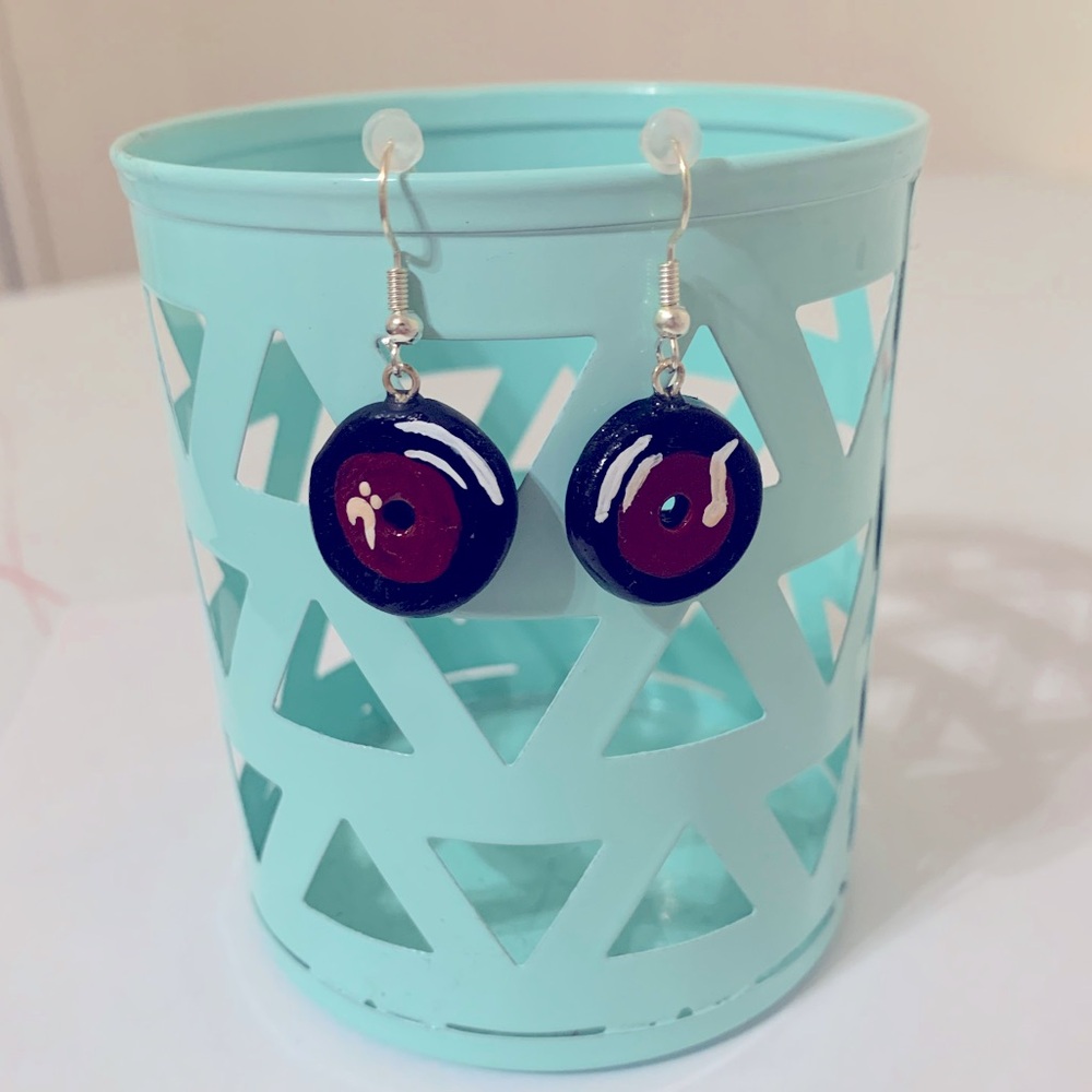 Handmade Polymer Clay Record Earrings